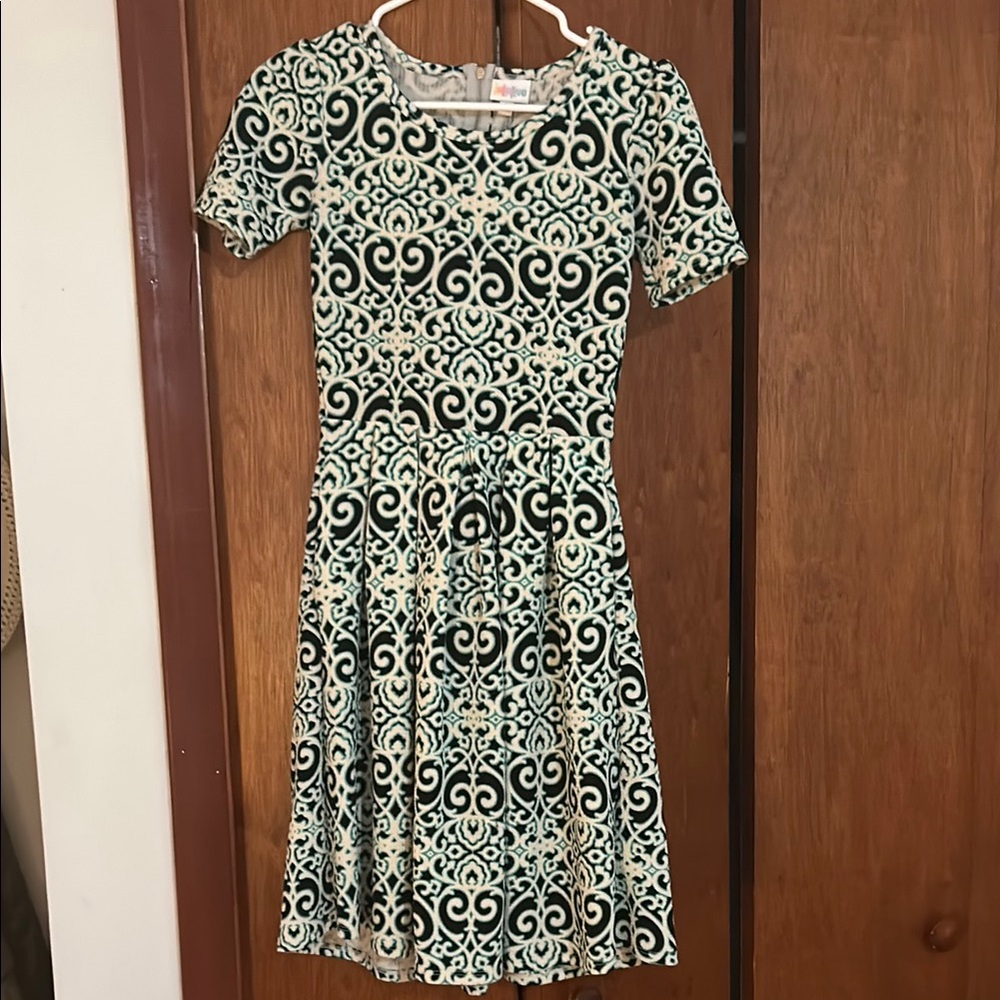 LuLaRoe Black and White Fit and Flare Midi Dress